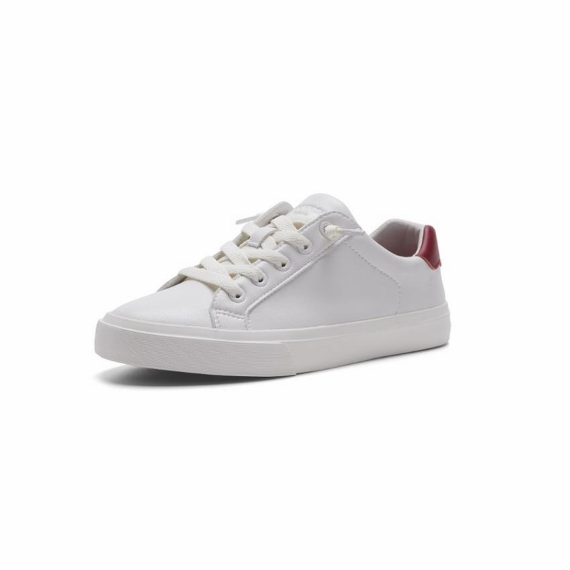 Rockfish 775 Microfibre Trainers Women's Low-Top Sneakers White Red | HSB6153MP