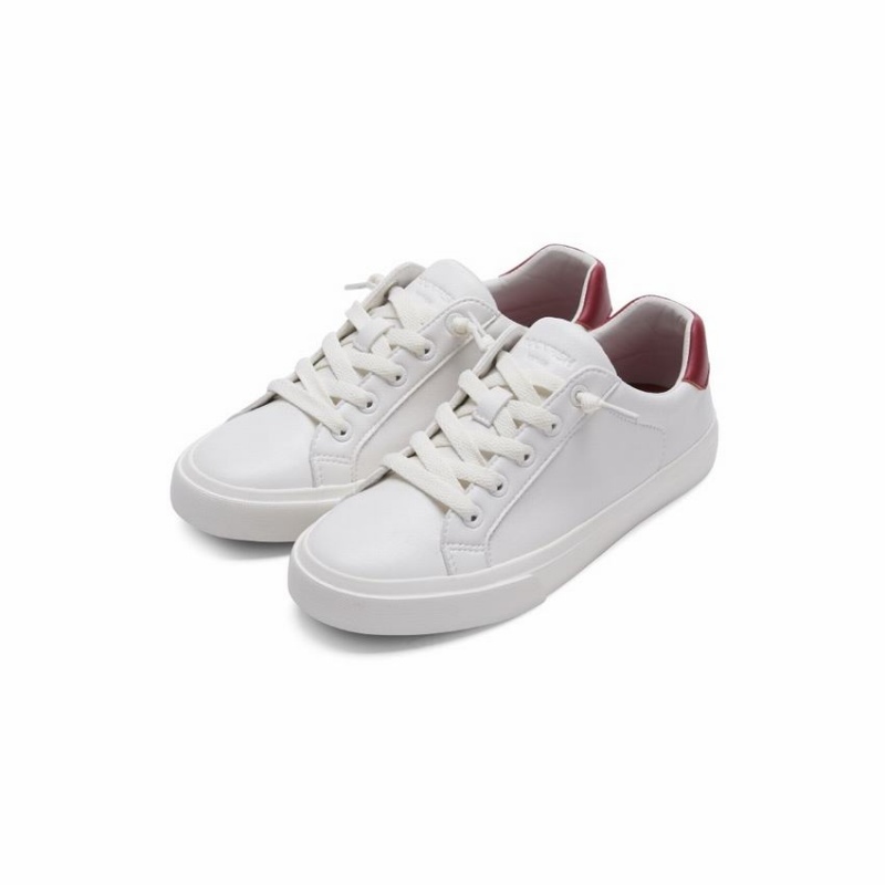 Rockfish 775 Microfibre Trainers Women's Low-Top Sneakers White Red | HSB6153MP