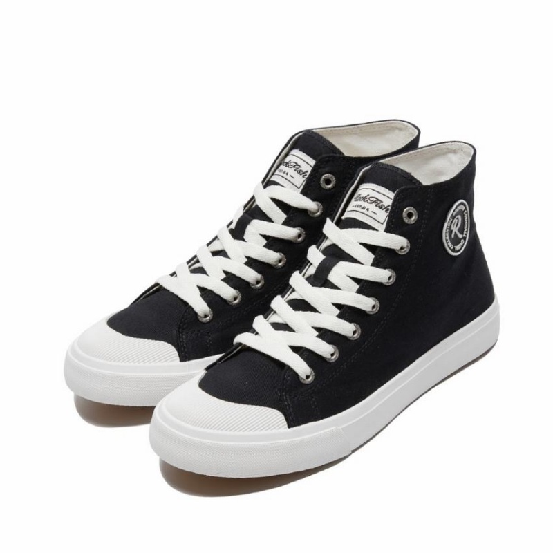 Rockfish Classic 746 Canvas Women's High-Top Sneakers Black White | GAF6560MQ
