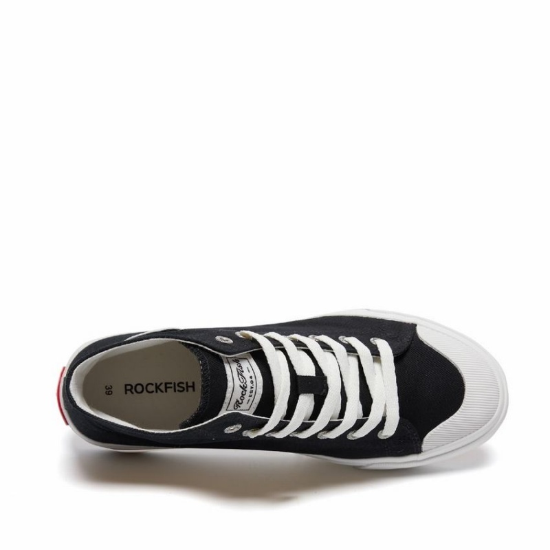 Rockfish Classic 746 Canvas Women's High-Top Sneakers Black White | GAF6560MQ