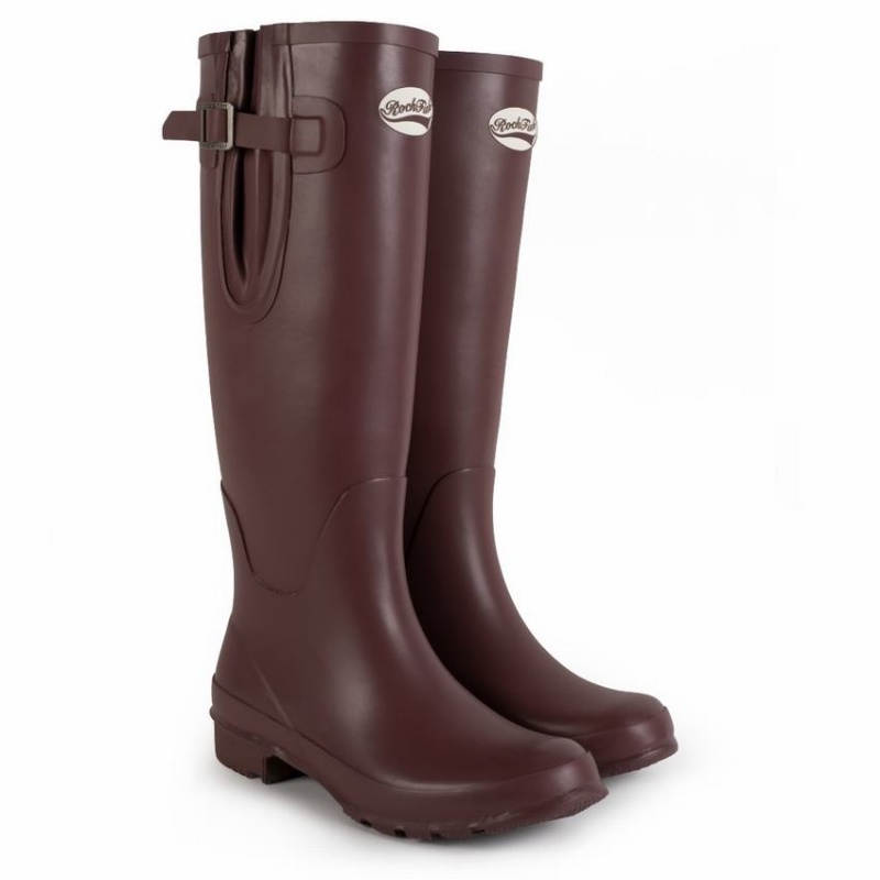 Rockfish Everyday Tall Side Adjustable Women's Wellington Boots Black Brown | IEO9921VV