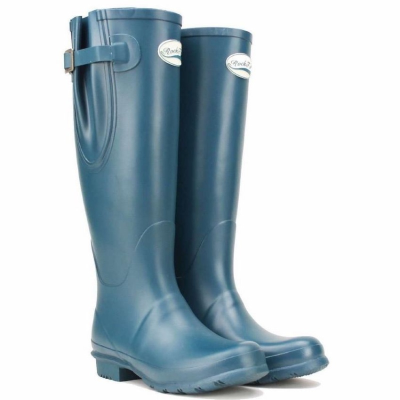 Rockfish Everyday Tall Side Adjustable Women's Wellington Boots Blue | OAF2735VN