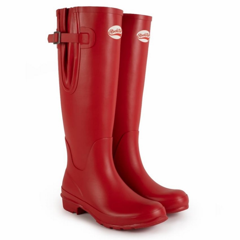 Rockfish Everyday Tall Side Adjustable Women's Wellington Boots Red | PXY9360CH