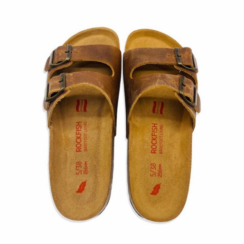 Rockfish Kendall Two-Strap Double Strap Women\'s Sandals Dark Brown | GHK856OC