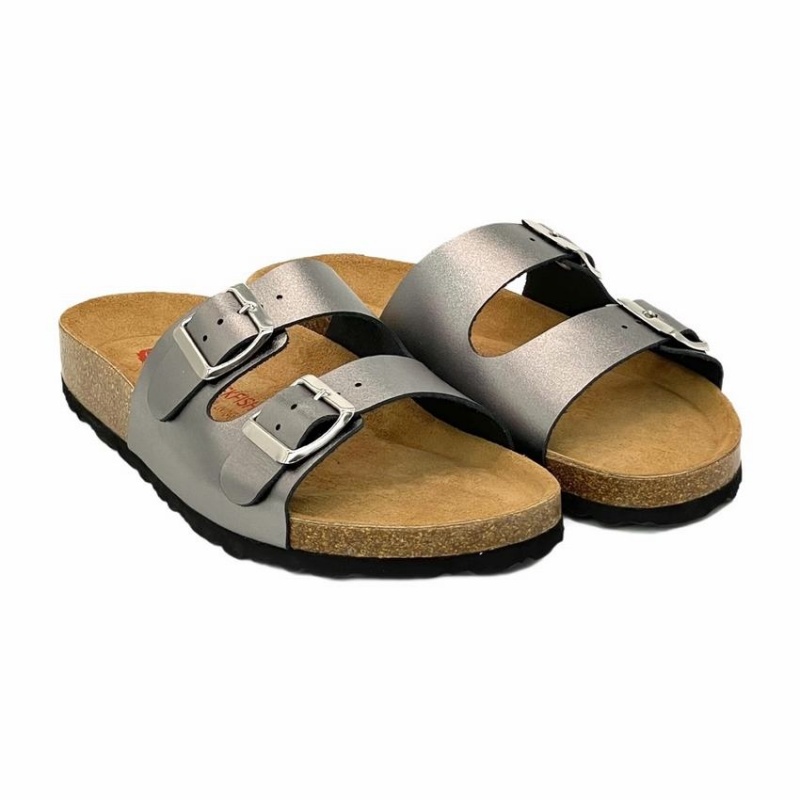 Rockfish Kendall Two-Strap Double Strap Women's Sandals Grey Silver | NBQ5545TP