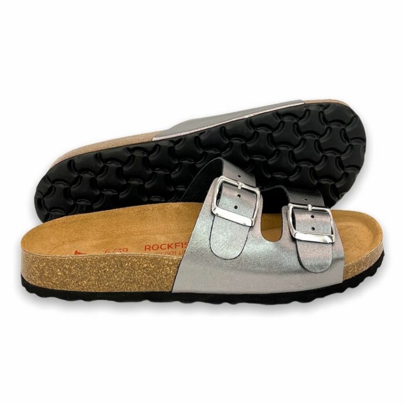 Rockfish Kendall Two-Strap Double Strap Women's Sandals Grey Silver | NBQ5545TP