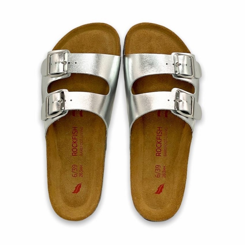 Rockfish Kendall Two-Strap Double Strap Women's Sandals Silver | UGF8795BC