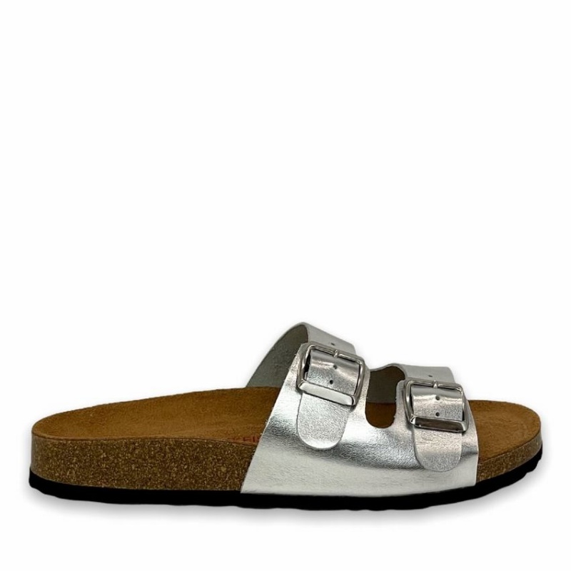Rockfish Kendall Two-Strap Double Strap Women\'s Sandals Silver | UGF8795BC