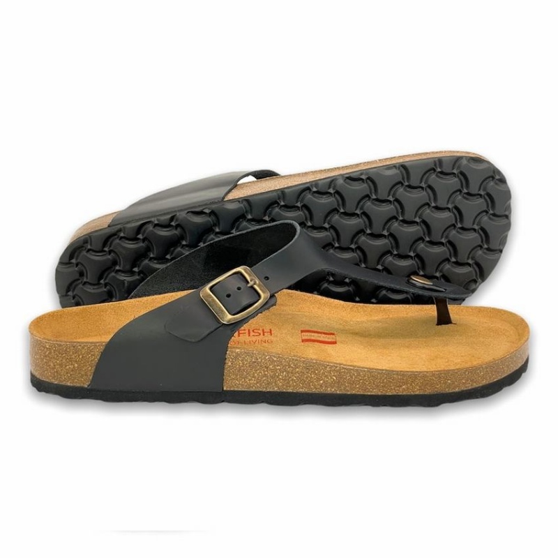 Rockfish Nixie Thong Cork Flatform Flip Flop Women's Sandals Black | BBO2080EU