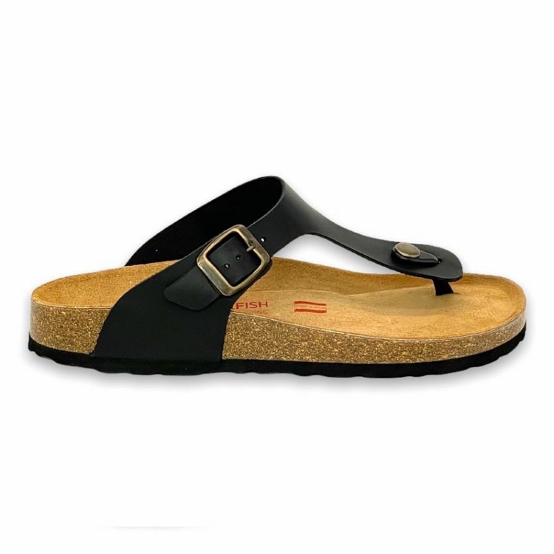 Rockfish Nixie Thong Cork Flatform Flip Flop Women\'s Sandals Black | BBO2080EU