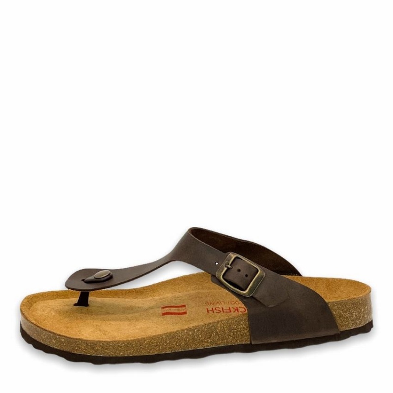 Rockfish Nixie Thong Cork Flatform Flip Flop Women's Sandals Dark Brown | MXV4041UK