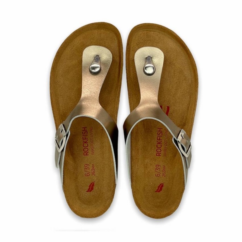 Rockfish Nixie Thong Cork Flatform Flip Flop Women's Sandals Gold Yellow | NRR1833UG