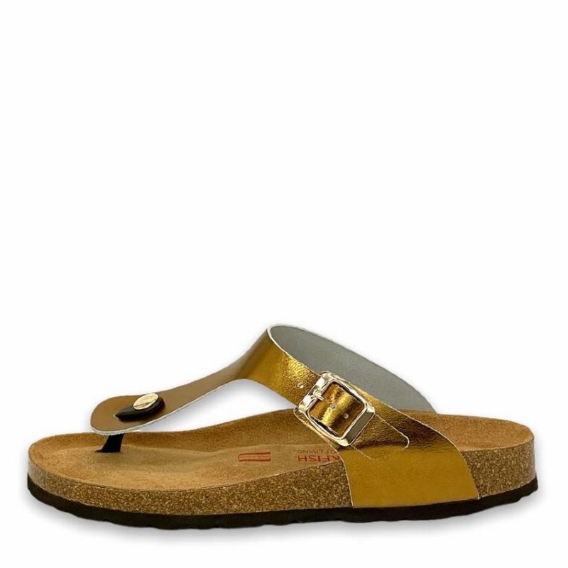 Rockfish Nixie Thong Cork Flatform Flip Flop Women's Sandals Gold | THQ279HL