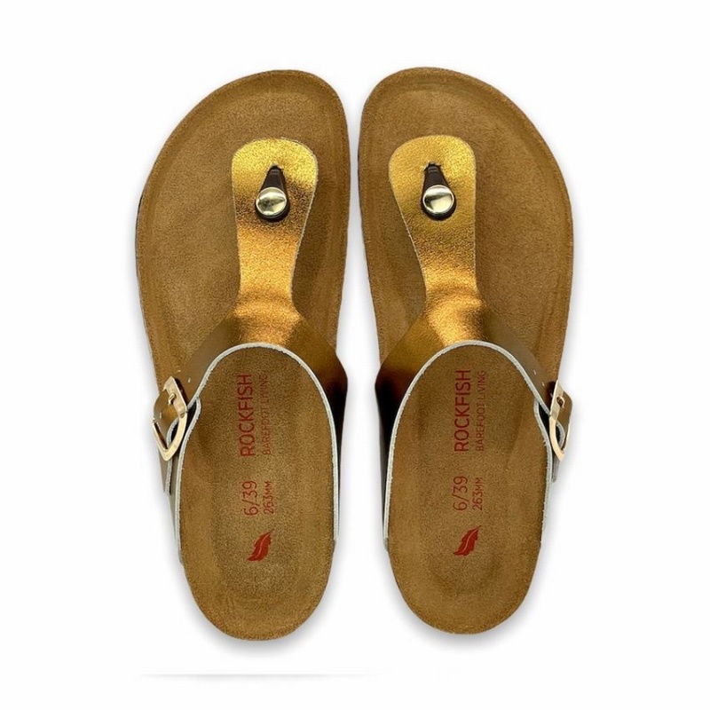 Rockfish Nixie Thong Cork Flatform Flip Flop Women's Sandals Gold | THQ279HL