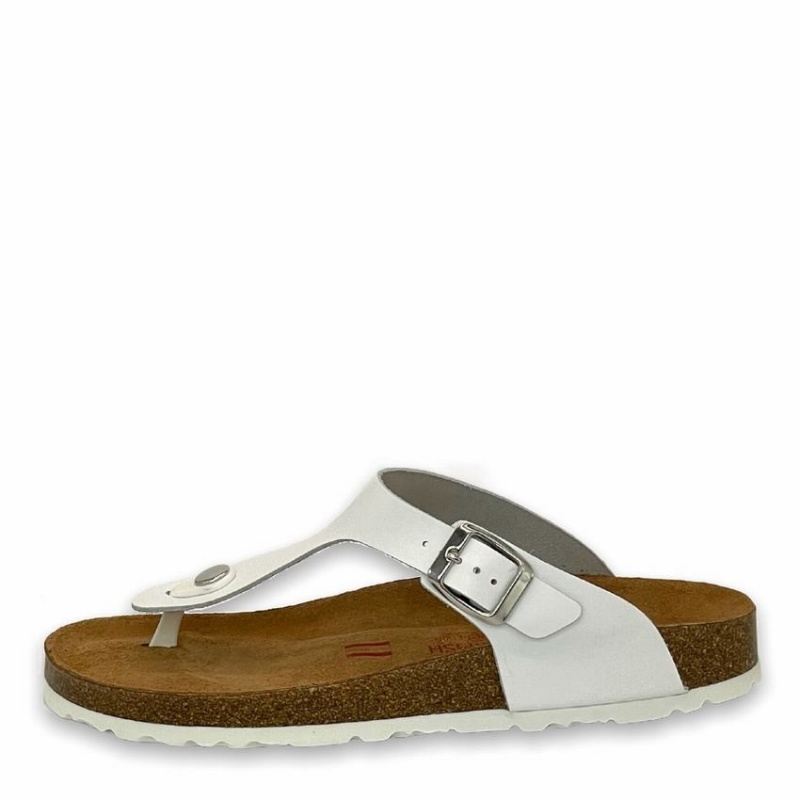 Rockfish Nixie Thong Cork Flatform Flip Flop Women's Sandals White | HKU8982AF