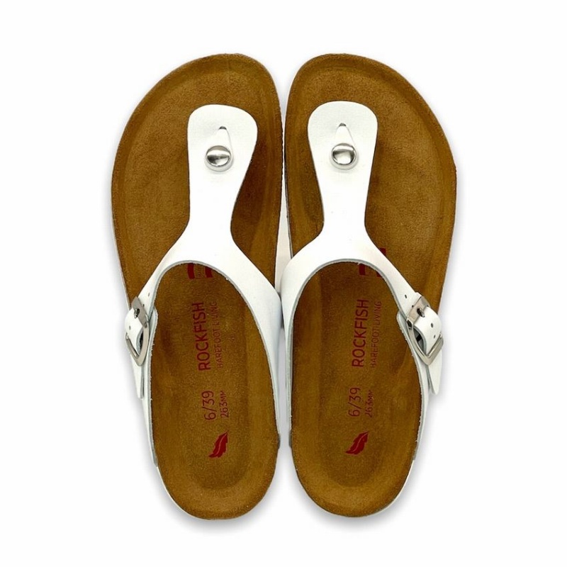 Rockfish Nixie Thong Cork Flatform Flip Flop Women's Sandals White | HKU8982AF