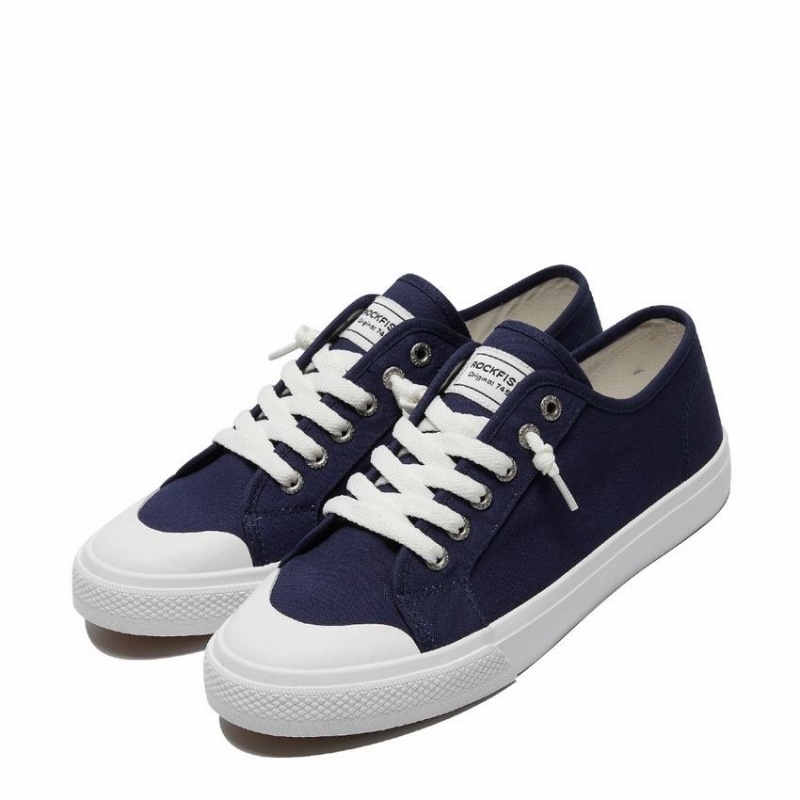 Rockfish Original 745 Lazy-lace Canvas Women's Low-Top Sneakers Navy Blue | RMK187QI