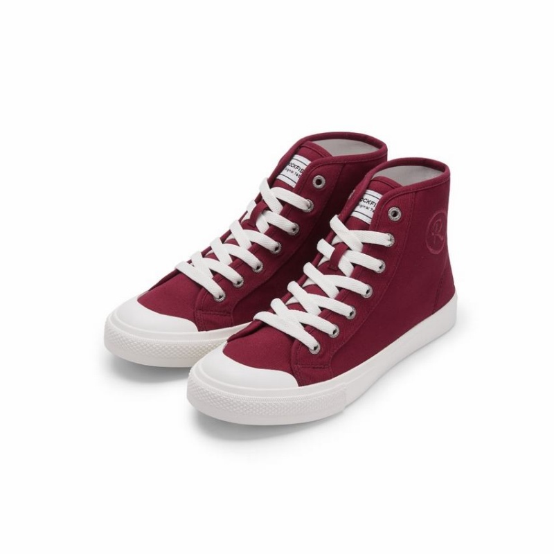 Rockfish Original 745 Water Repellent Canvas Women's High-Top Sneakers Dark Red | NDY9988BZ