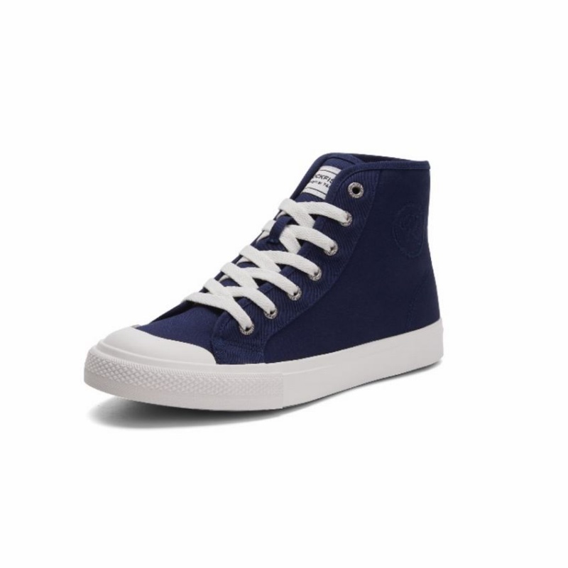 Rockfish Original 745 Water Repellent Canvas Women's High-Top Sneakers Navy Blue | JZB5120MA
