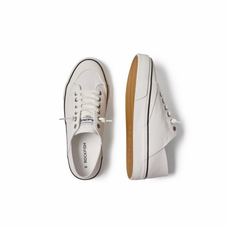 Rockfish Original 747 Lazy-heel Canvas Trainer Women's Low-Top Sneakers White | CKN7483ZY
