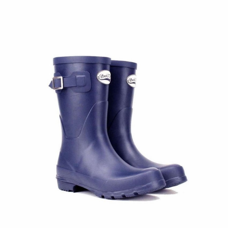 Rockfish Three Quarter Short Women's Wellington Boots Navy Blue | SFY3134QZ