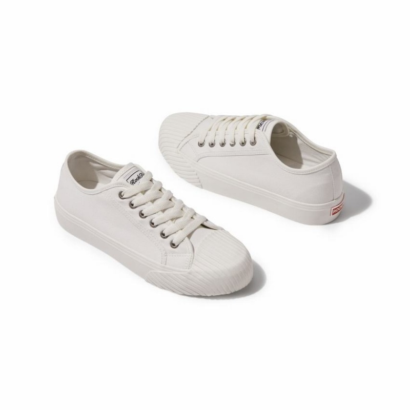 Rockfish Vintage 702 Canvas Trainer With Shell Shaped Toe Cap Women's Low-Top Sneakers White | VPW1769OI